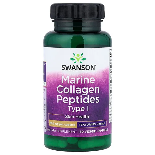 Swanson Vitamins, Péptidos de colágeno marino tipo 1, 500 mg, 60 cápsulas vegetales