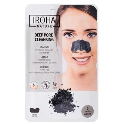 IROHA NATURE Parches Nariz Limpieza Profunda de Poros con Carbón Activo 5uds