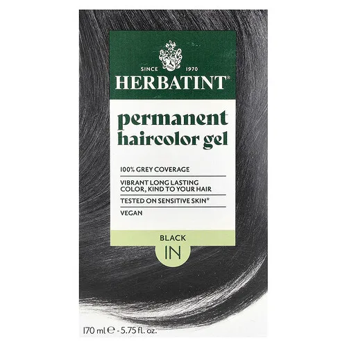 Herbatint, Tinte para el cabello permanente en gel, 1N, Negro, 170 ml (5,75 oz. líq.)
