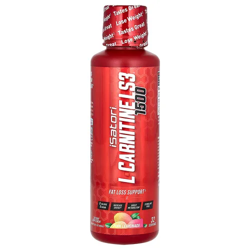 Isatori, L-carnitina LS3 1500, Limonada rosa, 1500 mg, 480 ml (16 oz. líq.)
