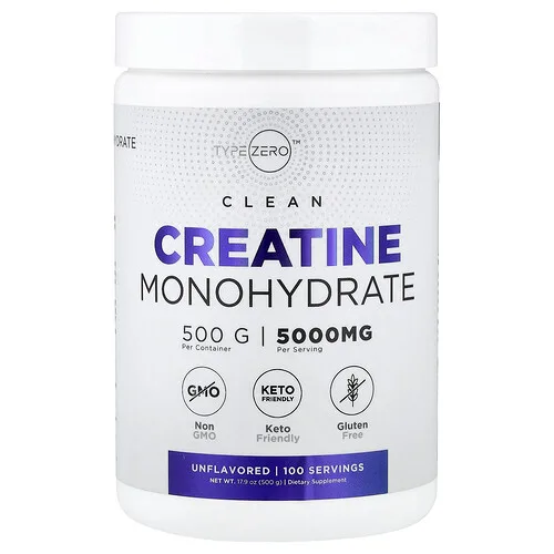TypeZero, Clean, Monohidrato de creatina, Sin sabor, 500 g (17,6 oz)