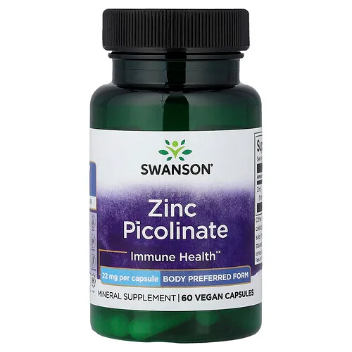 Swanson Vitamins, Picolinato de zinc, 22 mg, 60 cápsulas