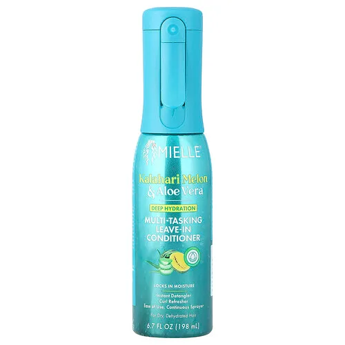 Mielle, Acondicionador multiusos de hidratación profunda sin enjuague, Para cabello seco y deshidratado, Melón de Kalahari y aloe vera, 198 ml (6,7 oz. líq.)