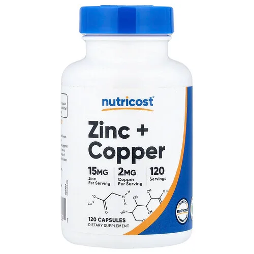 Nutricost, Zinc y cobre, 120 cápsulas