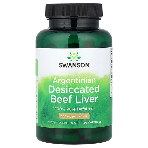 Swanson Vitamins, Hígado de res argentino desecado, 500 mg, 120 cápsulas