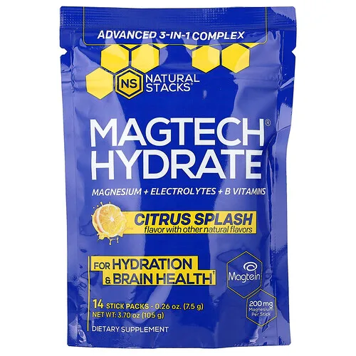 Natural Stacks, MagTech® Hidratación, Sabor cítrico, 14 sobrecitos, 7,5 g (0,26 oz) cada uno