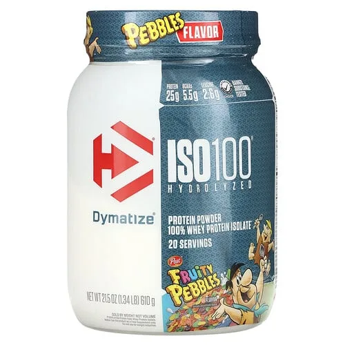 Dymatize, ISO100® hidrolizado, 100 % aislado de proteína de suero de leche, Fruity Pebbles, 610 g (1,34 lb)