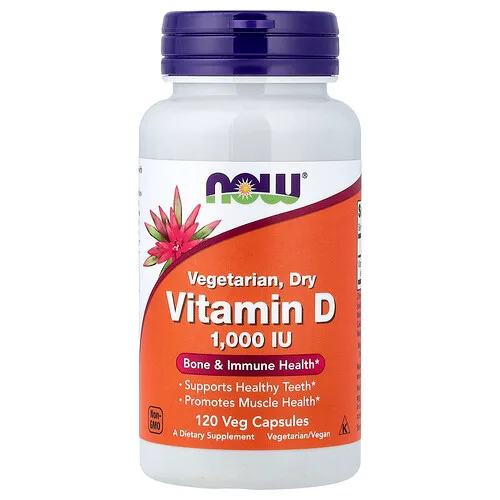 NOW Foods, Vitamina D seca vegetariana, 1000 UI, 120 cápsulas vegetales