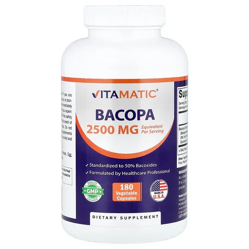Vitamatic, Bacopa, 180 cápsulas vegetales (1250 mg por cápsula)