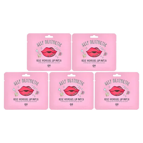G9skin, Self Aesthetic, Parche labial de hidrogel de rosas, 5 parches, 3 g (0,10 oz)