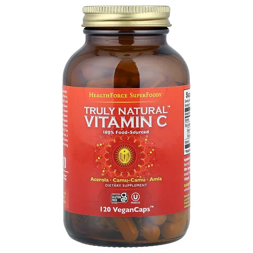 HealthForce Superfoods, Vitamina C verdaderamente natural, 120 cápsulas veganas (46,75 mg por cápsula)
