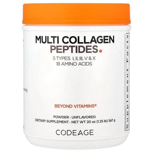 Codeage, Péptidos de colágeno múltiple en polvo, Sin sabor, 567 g (20 oz)