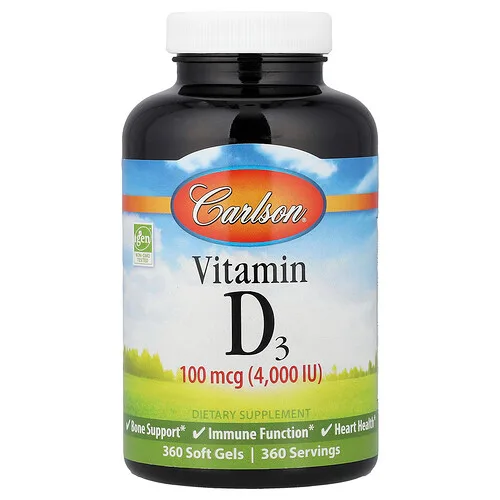 Carlson, Vitamina D3, 100 mcg (4000 UI), 360 cápsulas blandas