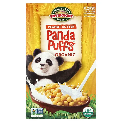 Nature's Path, EnviroKidz, Cereal Panda Puffs® orgánico, Mantequilla de maní, 300 g (10,6 oz)