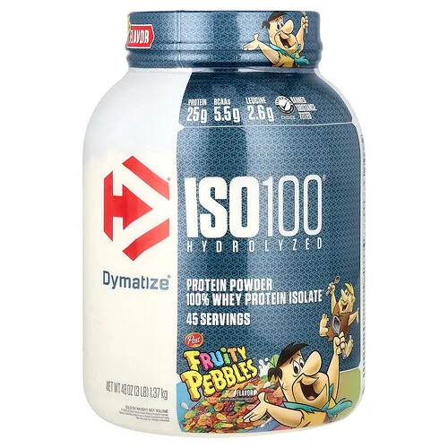 Dymatize, ISO100® hidrolizado, 100 % aislado de proteína de suero de leche, Post® Fruity Pebbles™, 1,37 kg (3 lb)