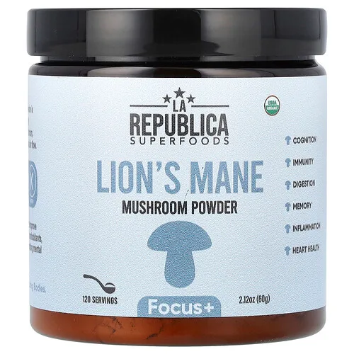 La Republica, Superfoods, Hongo melena de león en polvo, 60 g (2,12 oz)