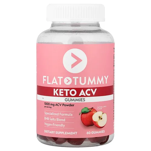 Flat Tummy, Gomitas cetogénicas con VSM, Manzana natural, 60 gomitas