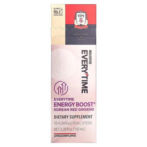 JungKwanJang, Ginseng rojo coreano, Potenciador de energía cada vez, 10 barritas, 10 ml (0,34 oz. líq.) cada una