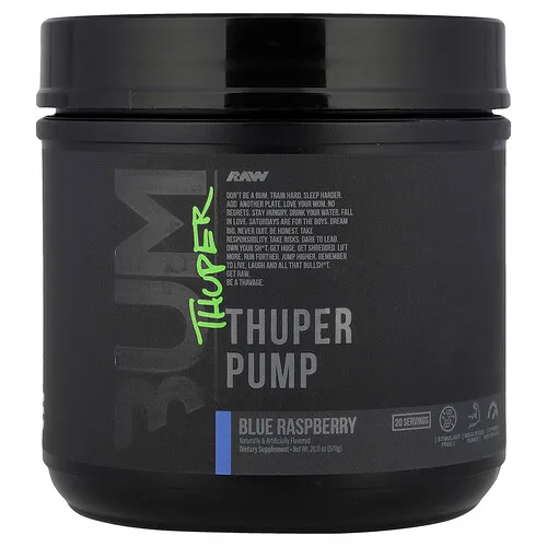 Raw Nutrition, Bum, Pump, Thuper Pump, Frambuesa azul, 570 g (20,11 oz)