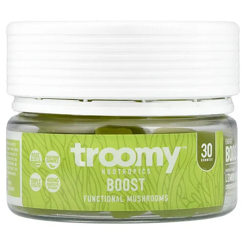 Troomy Nootropics, Boost, Gomitas de hongos funcionales, Lima limón, 30 gomitas