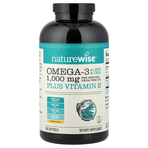 NatureWise, Omega-3 más vitamina E, 360 cápsulas blandas