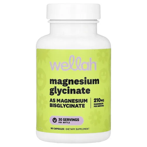 Wellah, Glicinato de magnesio, 210 mg, 90 cápsulas (70 mg por cápsula)