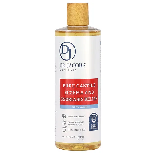 Dr. Jacobs Naturals, Pure Castile, Jabón líquido para el alivio del eczema y la psoriasis, Sin fragancia, 473 ml (16 oz)