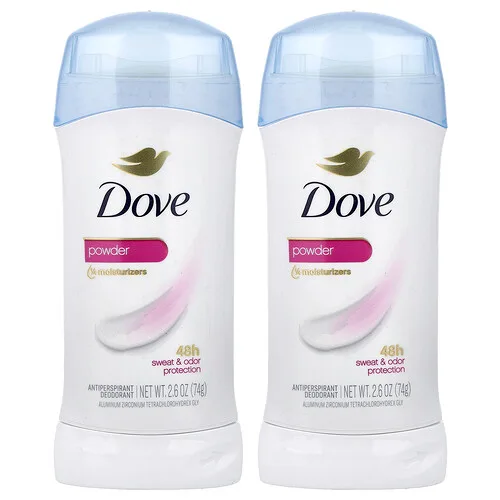 Dove, Desodorante antitranspirante, En polvo, Paquete de 2 piezas, 74 g (2,6 oz) cada una