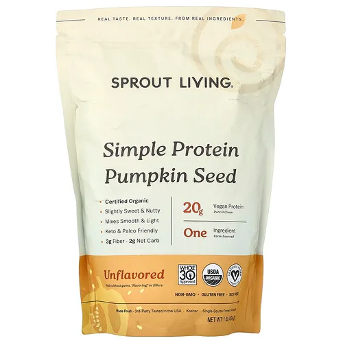 Sprout Living, Proteína simple, Semilla de calabaza, Sin sabor, 454 g (1 lb)