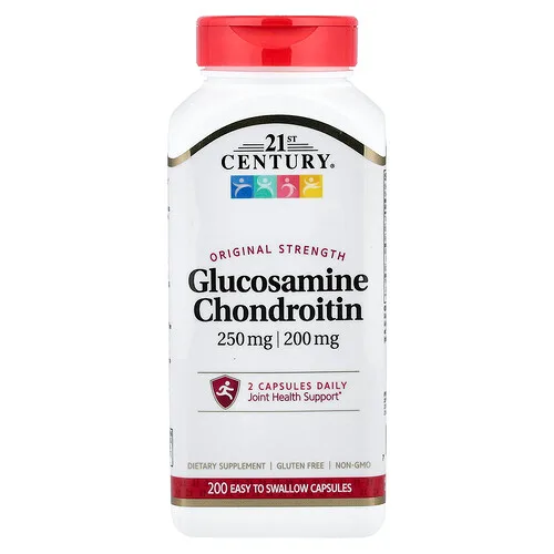 21st Century, Glucosamina con condroitina, Concentración original, 200 cápsulas fáciles de ingerir