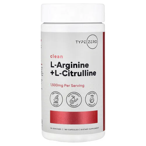TypeZero, Clean, L-arginina más L-citrulina, 180 cápsulas