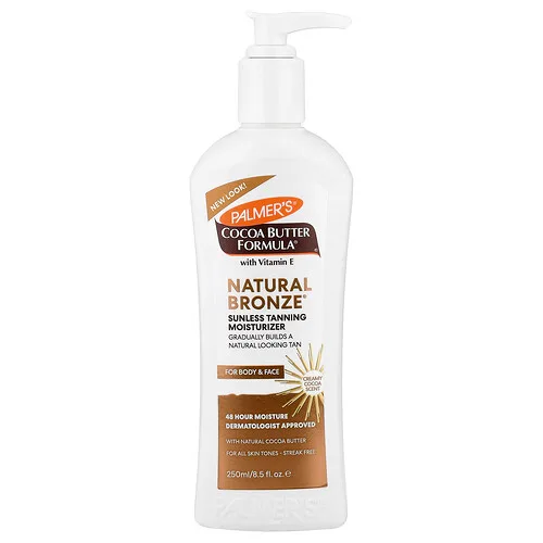 Palmer's, Cocoa Butter Formula® con vitamina E, Natural Bronze®, Humectante para el bronceado sin sol, 250 ml (8,5 oz. líq.).