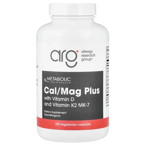 Metabolic Maintenance, Cal y Mag Plus con vitamina D y vitamina K2 MK-7, 180 cápsulas vegetales