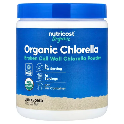 Nutricost, Clorela orgánica, Sin sabor, 227 g (8,1 oz)