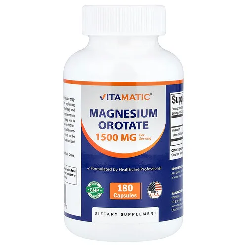 Vitamatic, Orotato de magnesio, 180 cápsulas (500 mg por cápsula)
