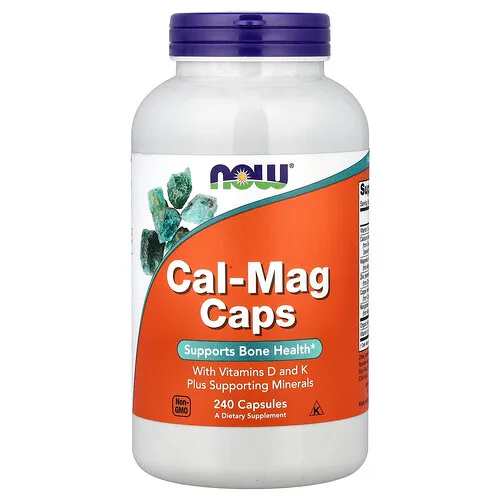 NOW Foods, Cápsulas Cal-Mag con vitaminas D y K, 240 cápsulas