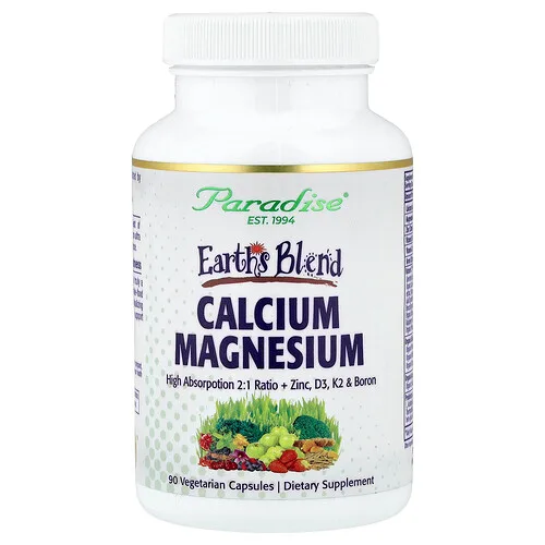 Paradise Herbs, Earth's Blend, Calcio y magnesio, 90 cápsulas vegetales