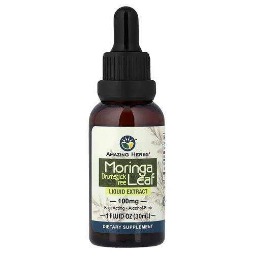Amazing Herbs, Extracto líquido de hoja de moringa, 100 mg, 30 ml (1 oz. líq.)