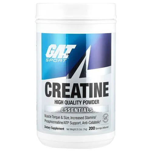 GAT, Sport, Essentials, Creatina en polvo, Sin sabor, 1 kg (35,3 oz)