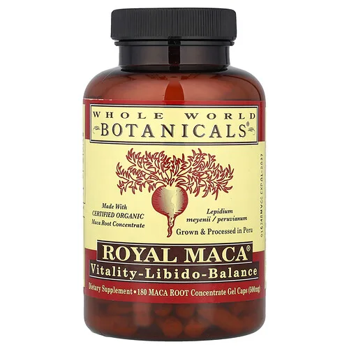 Whole World Botanicals, Royal Maca®, 500 mg, 180 cápsulas de gel
