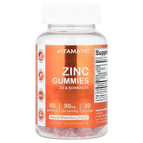 Vitamatic, Gomitas de zinc, Bayas mixtas, 60 gomitas