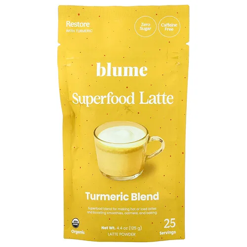 Blume, Latte de superalimentos, Mezcla de cúrcuma, Sin cafeína, 125 g (4,4 oz)
