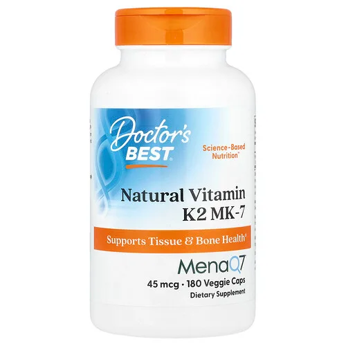 Doctor's Best, Vitamina K2 natural en forma de MK-7 con MenaQ7, 45 mcg, 180 cápsulas vegetales