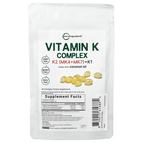 Micro Ingredients, Complejo de vitamina K, 360 cápsulas blandas