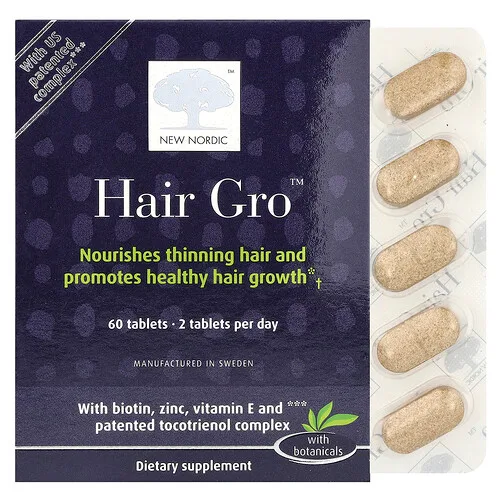 New Nordic, Hair Gro, 60 Cápsulas