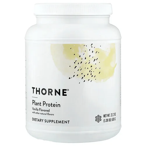 Thorne, Proteína de origen vegetal, Vainilla, 630 g (1,39 lb)