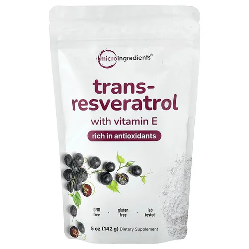 Micro Ingredients, Trans-resveratrol con vitamina E, 142 g (5 oz)