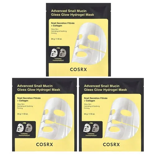 CosRx, Mascarilla de belleza de hidrogel de mucina de caracol avanzada, 3 láminas, 34 g (1,19 oz)