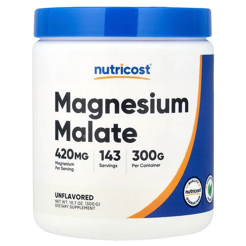 Nutricost, Malato de magnesio, Sin sabor, 300 g (10,6 oz)