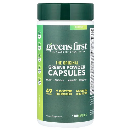 Greens First, Cápsulas de verduras de hoja en polvo, 180 cápsulas